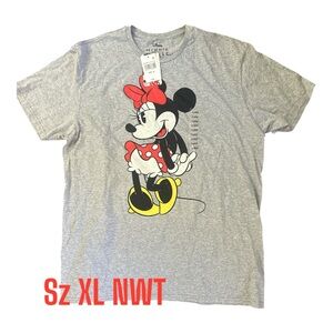 NEW XL Disney Minnie Mouse Short Sleeve Grey Graphic Character Shirt Unisex NWT